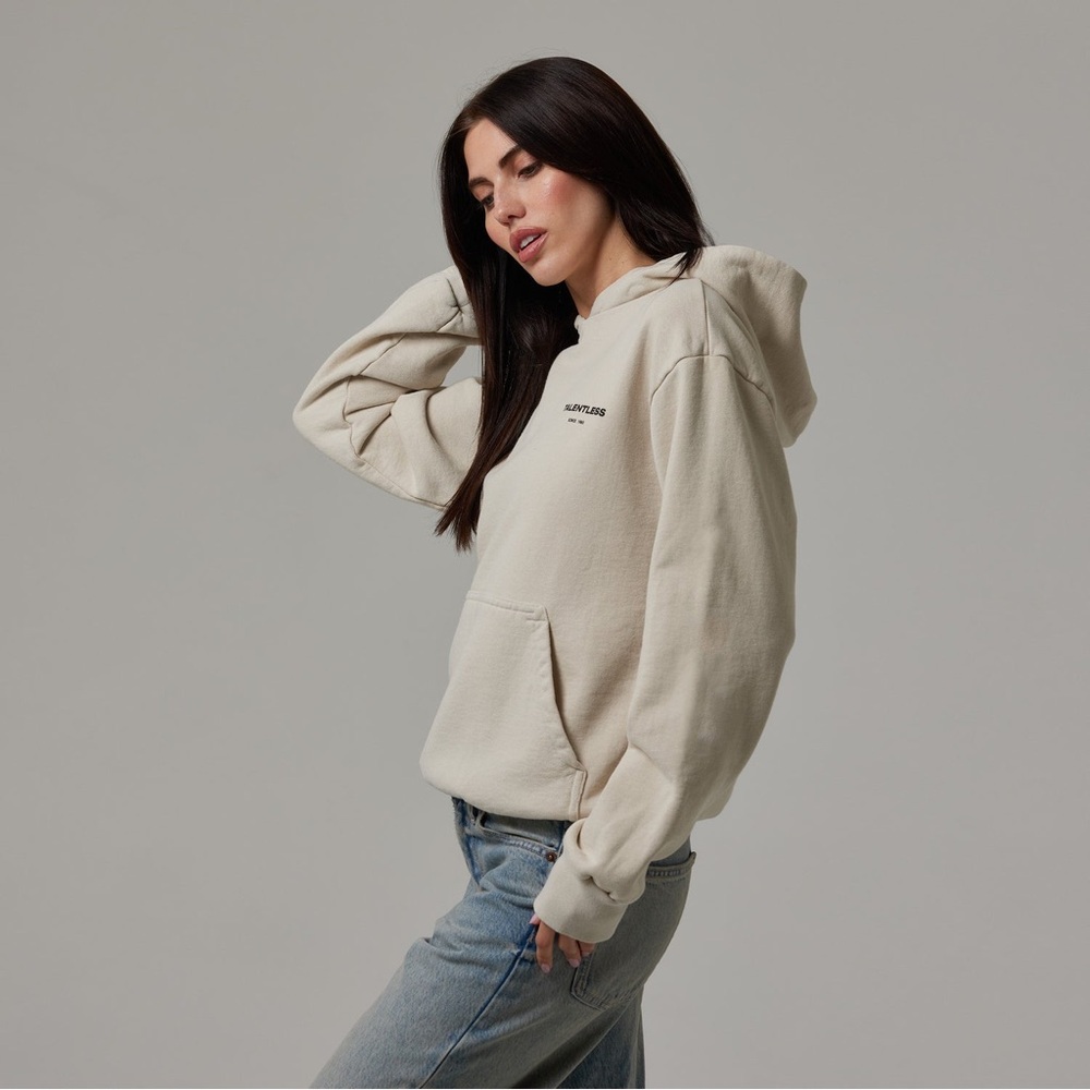Talentless WOMENS CIRCLE LOGO HOODIE in Bone color. - Picture 3 of 7